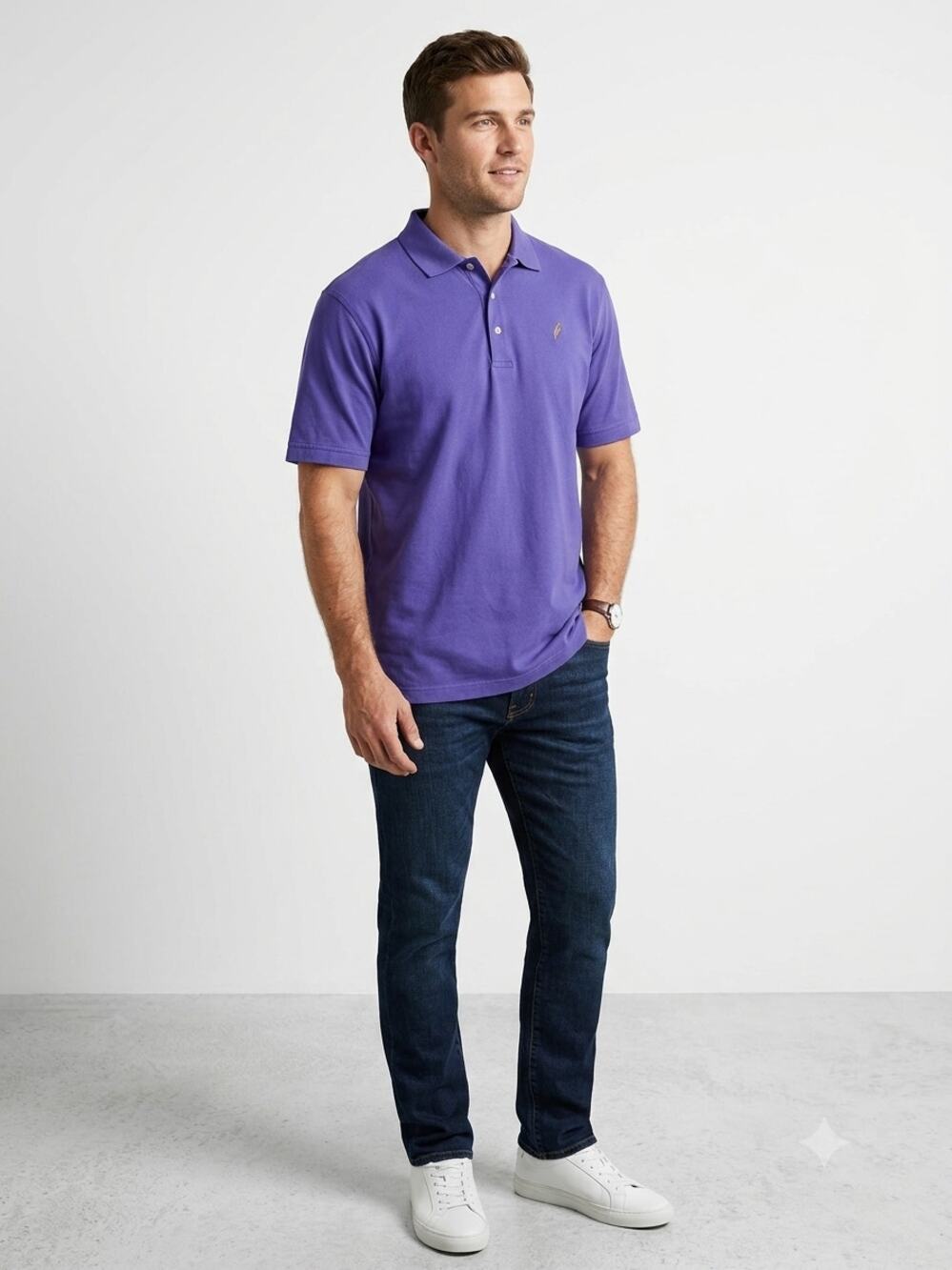 Peter Millar Polo Shirt Mens Large Purple Embroidered Logo Short Sleeve Slit Hem